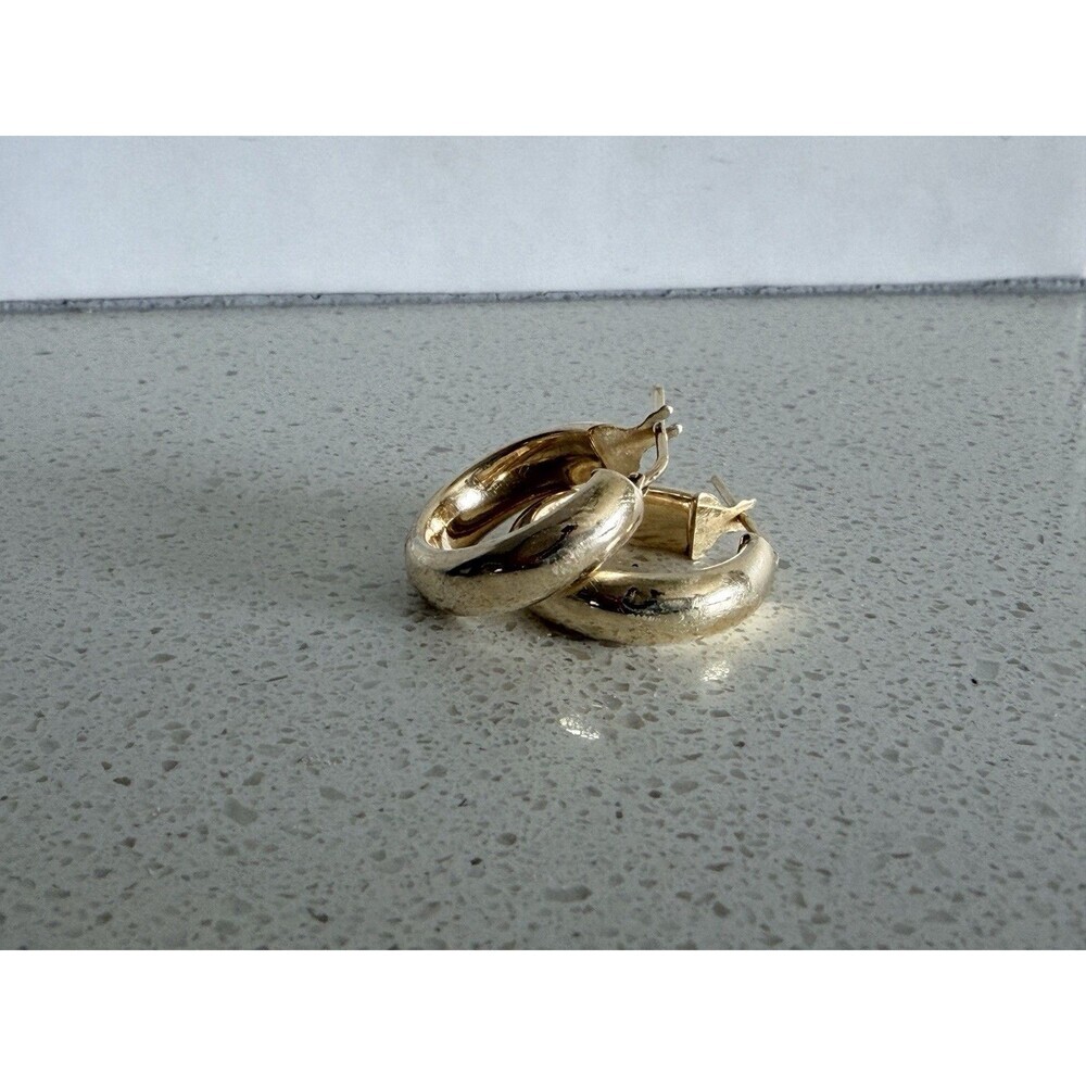 Dyadema Gold Plated 925 Sterling Silver Hoop Pierced Earrings 1" Made In Italy